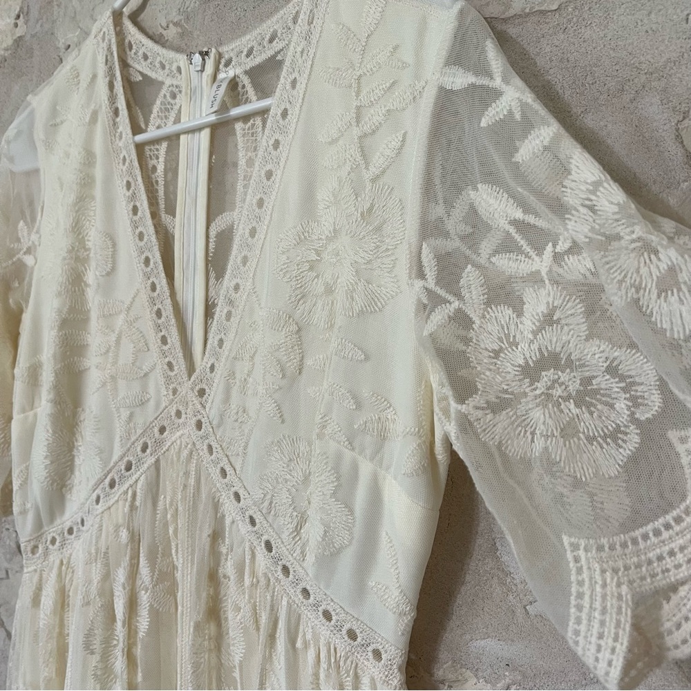 PinkBlush Cream Lace Maternity Maxi Dress - Picture 7 of 9